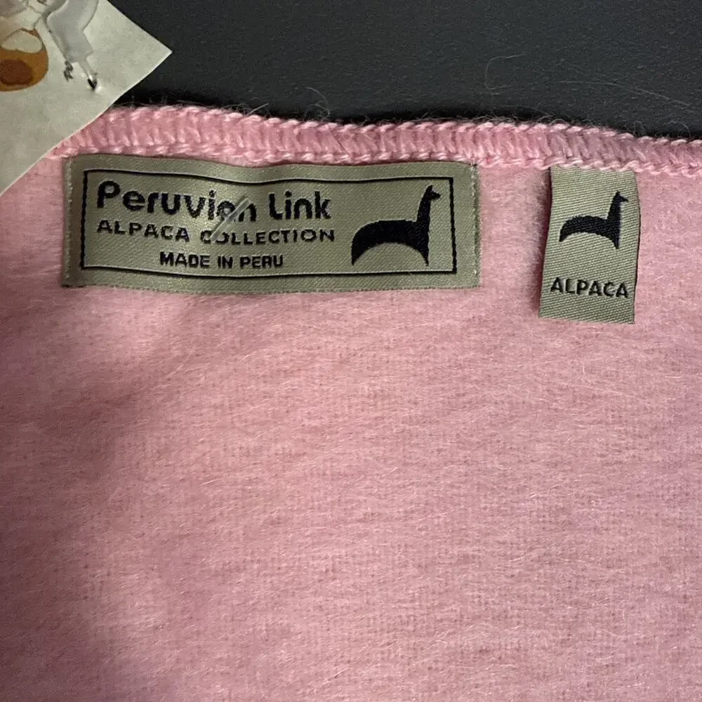 Peruvian Link Alpaca Collection Scarf Pink Wool Unisex Fringed Wrap Peru UC